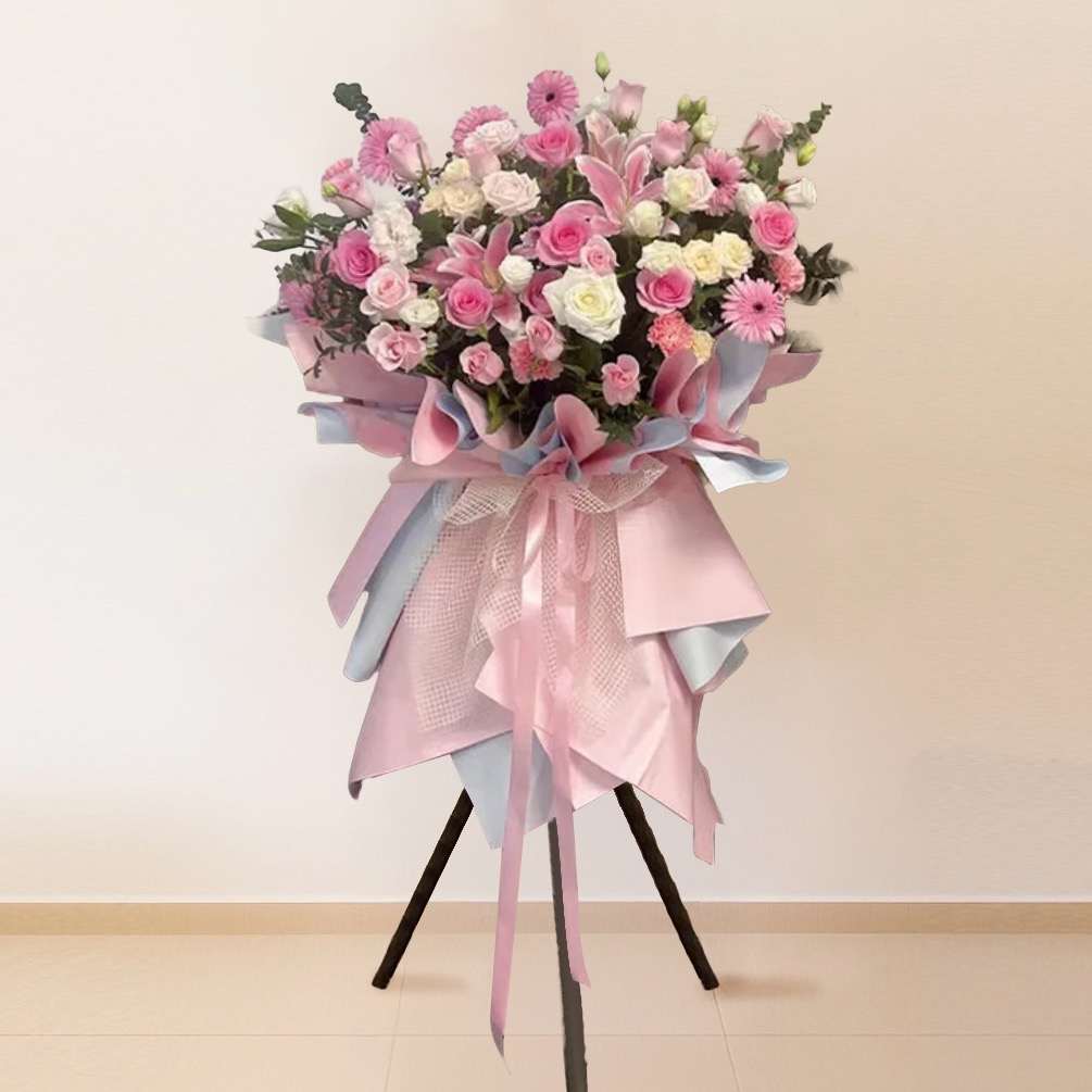 Business Grand Opening Flower Stand - Blush Bloom BB03 by Jardin Eden Flowers & Aromatique
