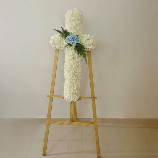 Cross Shape Condolence Flower Stand CG01 for Christian and Catholic by Jardin Eden Flowers & Aromatique