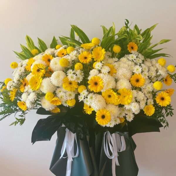 Condolence Sympathy Funeral Double Flower Stand Singapore - Eternal Light ET03 by Jardin Eden Flowers & Aromatique