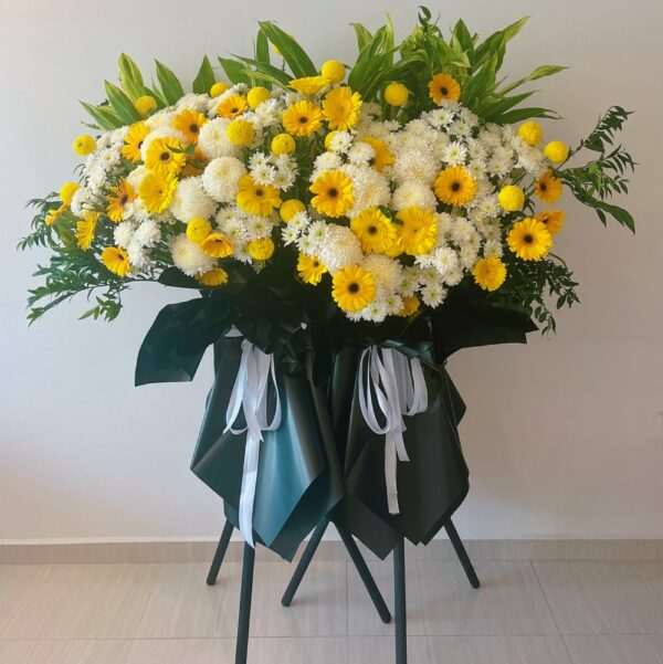 Condolence Sympathy Funeral Double Flower Stand Singapore - Eternal Light ET03 by Jardin Eden Flowers & Aromatique