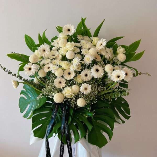 Condolence Sympathy Funeral Flower Stand Singapore - Pure Remembrance PR04 by Jardin Eden Flowers & Aromatique