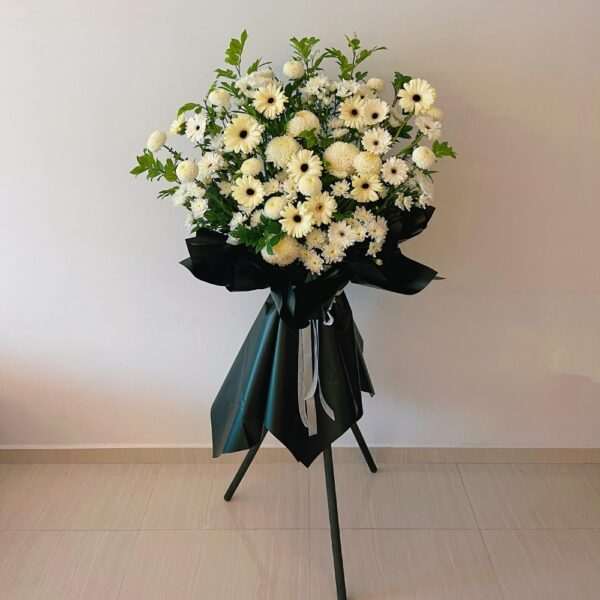 Condolence Sympathy Funeral Flower Stand Singapore - Pure Remembrance PR03 by Jardin Eden Flowers & Aromatique