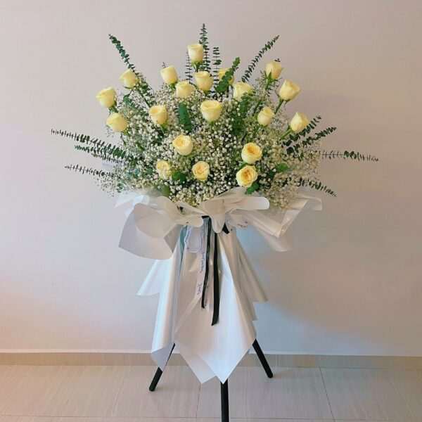 Condolence Sympathy Funeral Flower Stand Singapore - Pure Remembrance PR02 by Jardin Eden Flowers & Aromatique