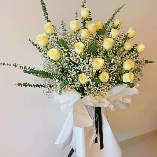 Condolence Sympathy Funeral Flower Stand Singapore - Pure Remembrance PR02 by Jardin Eden Flowers & Aromatique