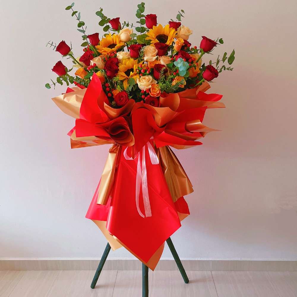 Business Grand Opening Flower Stand - Radiant Prosperity RP01 by Jardin Eden Flowers & Aromatique