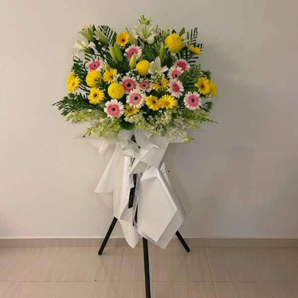 Condolence Sympathy Funeral Flower Stand Singapore - Harmony Tribute HT03 by Jardin Eden Flowers & Aromatique