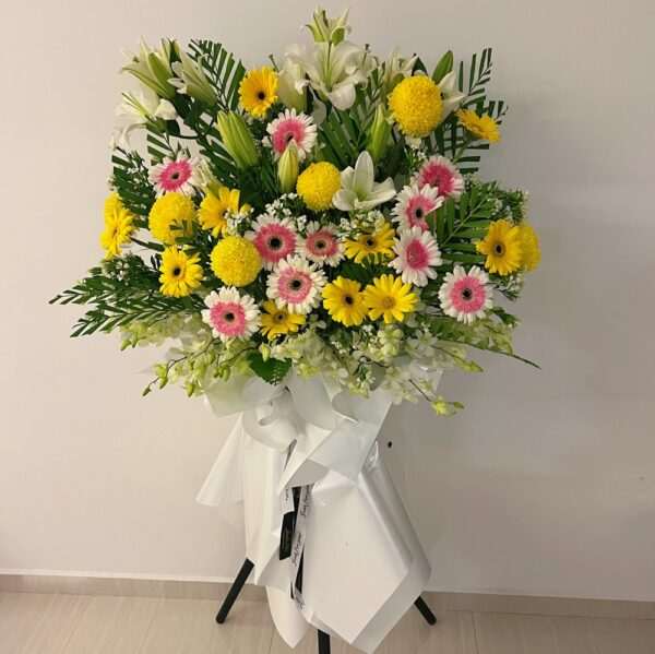 Condolence Sympathy Funeral Flower Stand Singapore - Harmony Tribute HT03 by Jardin Eden Flowers & Aromatique