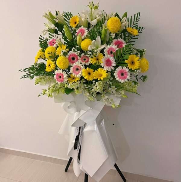 Condolence Sympathy Funeral Flower Stand Singapore - Harmony Tribute HT03 by Jardin Eden Flowers & Aromatique