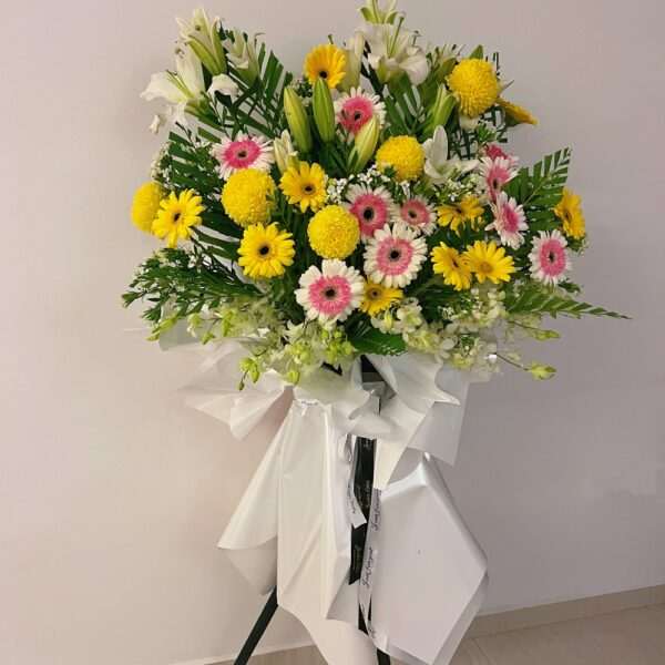 Condolence Sympathy Funeral Flower Stand Singapore - Harmony Tribute HT03 by Jardin Eden Flowers & Aromatique
