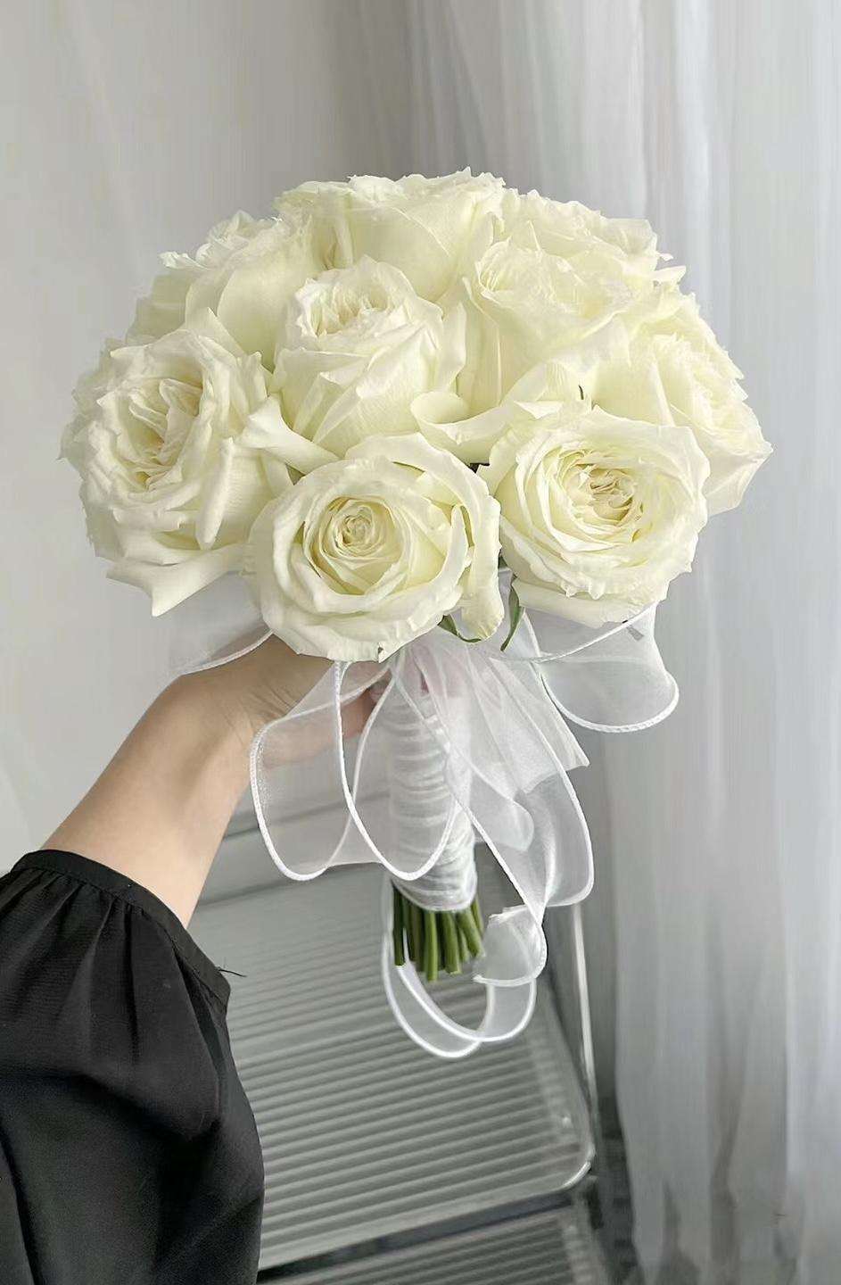Bridal Flower Bouquet White Rose by Jardin Eden Flowers & Aromatique