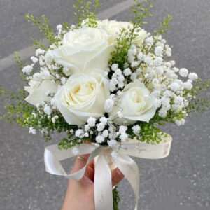 Whispering White WW02 - Bridal Flower Hand Bouquet