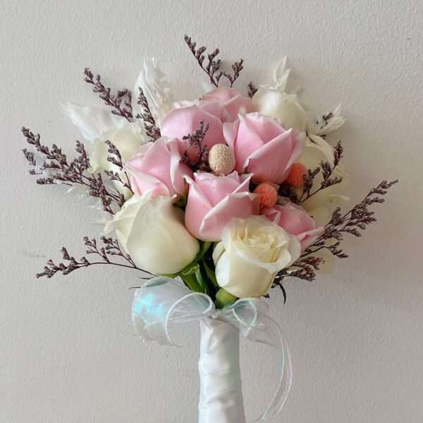 Bridal Flower Bouquet Pink Rose and White Rose by Jardin Eden Flowers & Aromatique