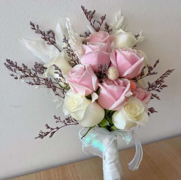 Bridal Flower Bouquet Pink Rose and White Rose by Jardin Eden Flowers & Aromatique