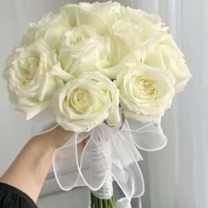 Bridal Flower Bouquet White Rose by Jardin Eden Flowers & Aromatique