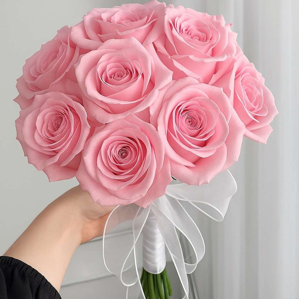 Bridal Flower Bouquet Pink Rose by Jardin Eden Flowers & Aromatique