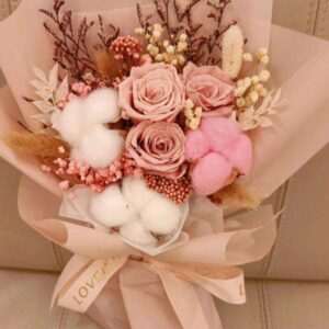 Pink Preserved Flower Bouquet for Valentine's Day
