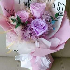 Purple Preserved Flower Bouquet for Valentine's Day