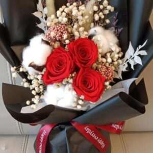 Red Preserved Flower Bouquet for Valentine's Day