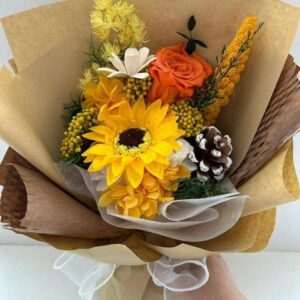 Yellow Preserved Flower Bouquet for Valentine's Day